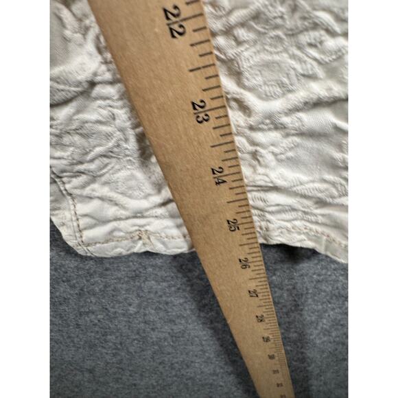 Free People Pants Women 30 White Mid Rise Embossed Skinny Floral Boho Hippie - Picture 5 of 9